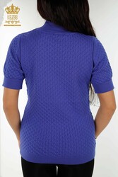 14GG Corespun Produced Knitwear Stand Up Collar Ropa de mujer Fabricante - 30119 | Textiles reales - Thumbnail