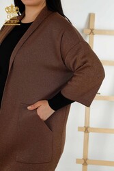 14GG Prodotto in viscosa Elite Maglieria Cardigan Tasca dettagliata Produttore di abbigliamento femminile - 30047 | Tessuto reale - Thumbnail