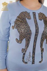 14GG Produced Tracksuit Suit - Leopard Pattern - Stone Embroidered - Women's Clothing - 16521 | Real Textile - Thumbnail