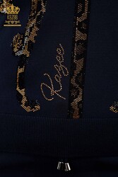 14GG Produced Tracksuit Suit - Leopard Pattern - Stone Embroidered - Women's Clothing - 16521 | Real Textile - Thumbnail