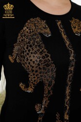 14GG Produced Tracksuit Suit - Leopard Pattern - Stone Embroidered - Women's Clothing - 16521 | Real Textile - Thumbnail