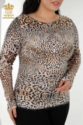 Knitwear Leopard Patterned Women's Clothing Manufactured from Angora Yarn - 18525 | Real Textile - Thumbnail