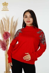 Made of Angora Yarn Knitwear - Stand Collar - Women's Clothing Manufacturer - 16597 | Real Textile - Thumbnail