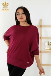 14GG Produced Viscose Elite Knitwear - Basic - With Logo -Women's Clothing - 30241 | Real Textile - Thumbnail