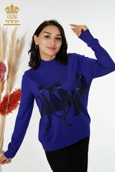 14GG Produced Viscose Elite Knitwear Cat Patterned Women's Clothing Manufacturer - 16969 | Textiles reales - Thumbnail