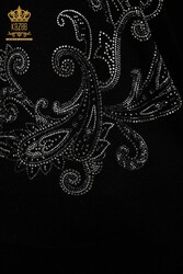 14GG Produced Viscose Elite Knitwear Crystal Stone Embroidered Women's Clothing Manufacturer - 30013 | Real Textile - Thumbnail