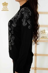 14GG Produced Viscose Elite Knitwear Crystal Stone Embroidered Women's Clothing Manufacturer - 30013 | Real Textile - Thumbnail