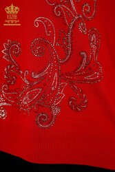 14GG Produced Viscose Elite Knitwear Crystal Stone Embroidered Women's Clothing Manufacturer - 30013 | Real Textile - Thumbnail