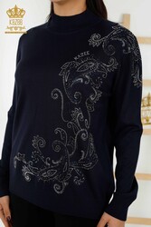 14GG Produced Viscose Elite Knitwear Crystal Stone Embroidered Women's Clothing Manufacturer - 30013 | Real Textile - Thumbnail