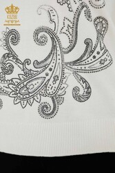 14GG Produced Viscose Elite Knitwear Crystal Stone Embroidered Women's Clothing Manufacturer - 30013 | Real Textile - Thumbnail