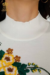 14GG Produced Viscose Elite Knitwear Floral Embroidery Women's Clothing Manufacturer - 16811 | Real Textile - Thumbnail