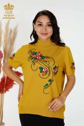 14GG Produced Viscose Elite Knitwear Floral Embroidery Women's Clothing Manufacturer - 16811 | Real Textile - Thumbnail