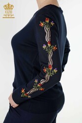 14GG Produced Viscose Elite Knitwear Tracksuit Suit Floral Embroidery Women's Clothing Manufacturer - 16528 | Real Textile - Thumbnail