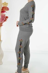 14GG Produced Viscose Elite Knitwear Tracksuit Suit Floral Embroidery Women's Clothing Manufacturer - 16528 | Real Textile - Thumbnail