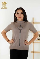 14GG Produced Viscose Elite Knitwear - Stone Embroidered - American Model - Women's Clothing - 16639 | Real Textile - Thumbnail