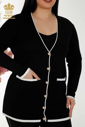 14GG produit un cardigan en tricot viscose Elite avec bouton perlé Fabricant de vêtements pour femmes - 30148 | Vrai textile - Thumbnail