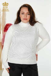 14GG Produit Viscose Elite Knitwear Stone Brodé Fabricant de vêtements pour femmes - 30018 | Vrai textile - Thumbnail