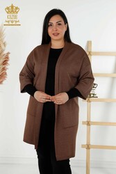 14GG Produzierte Viskose-Elite-Strickwaren-Strickjacke mit Tasche, detaillierter Hersteller von Damenbekleidung – 30047 | Echtes Textil - Thumbnail