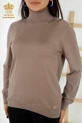 14GG Produzierte Viskose Elite Strickwaren - Rollkragenpullover - Hersteller von Damenbekleidung - 11122 | Echtes Textil - Thumbnail