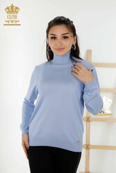 14GG Produzierte Viskose Elite Strickwaren - Rollkragenpullover - Hersteller von Damenbekleidung - 11122 | Echtes Textil - Thumbnail