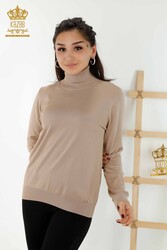 14GG Produzierte Viskose Elite Strickwaren - Rollkragenpullover - Hersteller von Damenbekleidung - 11122 | Echtes Textil - Thumbnail