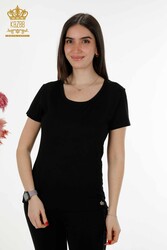 Realizzato con Tessuto in Viscosa Blusa - Manica Corta - Abbigliamento Donna - 79177 | Tessuto reale - Thumbnail