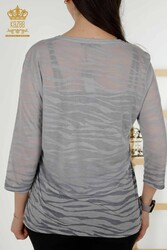 Blusa Prodotta con Tessuto in Viscosa Colletto Ciclismo Abbigliamento Donna - 79131 | Tessuto reale - Thumbnail