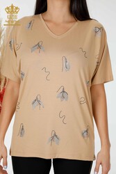 Blusa Prodotta con Tessuto Viscosa Scollo a V Abbigliamento Donna - 78934 | Tessuto reale - Thumbnail