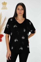 Blusa Prodotta con Tessuto Viscosa Scollo a V Abbigliamento Donna - 78934 | Tessuto reale - Thumbnail