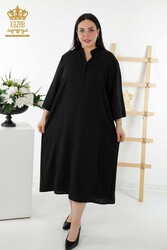 Robe en coton lycra tissu demi-bouton détaillé vêtements pour femmes - 20384 | Vrai textile - Thumbnail