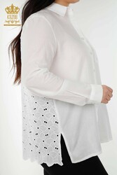 Chemises en tissu de coton lycra avec dentelle Fabricant de vêtements pour femmes détaillés - 20319 | Vrai textile - Thumbnail