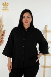 Fabricant de vêtements pour femmes détaillés avec bouton de manchette de chemise avec tissu en coton lycra - 20403 | Vrai textile - Thumbnail