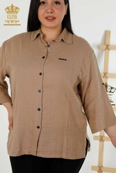 Fabricant de vêtements pour femmes détaillés avec bouton de manchette de chemise avec tissu en coton lycra - 20403 | Vrai textile - Thumbnail