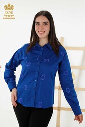 Fabriqué avec du tissu en coton lycra Chemise - Motif floral - Fabricant de vêtements pour femmes - 20394 | Vrai textile - Thumbnail