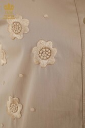 Fabriqué avec du tissu en coton lycra Chemise - Motif floral - Fabricant de vêtements pour femmes - 20394 | Vrai textile - Thumbnail