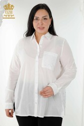 Camicie in tessuto Lycra di cotone con dettagli in pizzo Produttore di abbigliamento femminile - 20319 | Tessuto reale - Thumbnail