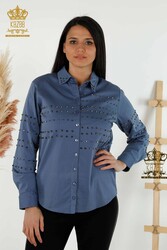 Produttore di abbigliamento da donna ricamato con fiocco per camicia con tessuto in lycra di cotone - 20230 | Tessuto reale - Thumbnail