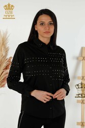 Produttore di abbigliamento da donna ricamato con fiocco per camicia con tessuto in lycra di cotone - 20230 | Tessuto reale - Thumbnail