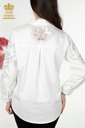 Shirts Made of Cotton Lycra Fabric with Flower Embroidery Women's Clothing Manufacturer - 20253 | Real Textile - Thumbnail