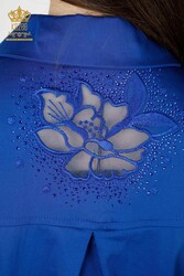 Shirts Made of Cotton Lycra Fabric with Flower Embroidery Women's Clothing Manufacturer - 20253 | Real Textile - Thumbnail