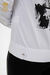 Shirt Pocket Detailed Women's Clothing Produced with Cotton Lycra Fabric - 20309 | Real Textile - Thumbnail