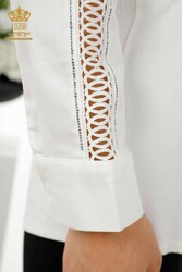 Shirt Sleeve Detailed Women's Clothing Produced with Cotton Lycra Fabric - 20247 | Real Textile - Thumbnail