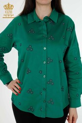 Shirts Made of Cotton Lycra Fabric with Flower Embroidery Women's Clothing Manufacturer - 20350 | Real Textile - Thumbnail