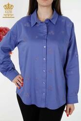 Shirts Made of Cotton Lycra Fabric with Flower Embroidery Women's Clothing Manufacturer - 20350 | Real Textile - Thumbnail