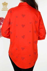 Shirts Made of Cotton Lycra Fabric with Flower Embroidery Women's Clothing Manufacturer - 20350 | Real Textile - Thumbnail