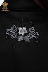 Produced with Cotton Lycra Fabric Shirt - Flower Detailed - Women's Clothing Manufacturer - 20248 | Real Textile - Thumbnail