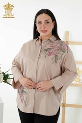 Shirts Produced with Cotton Lycra Fabric Floral Patterned Women's Clothing Manufacturer - 17053 | Real Textile - Thumbnail