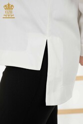 Chemises en tissu de coton lycra avec détail floral Fabricant de vêtements pour femmes - 20248 | Vrai textile - Thumbnail