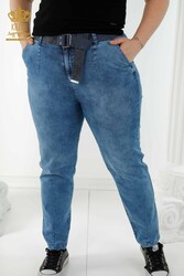 Produced with Lycra Knitted Jeans - Belt - Stone Embroidered - Women's Clothing Manufacturer - 3686 | Real Textile - Thumbnail