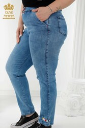 Made with Lycra Knitted Jeans - Elastic Waist - Pockets - Women's Clothing Manufacturer - 3679 | Real Textile - Thumbnail